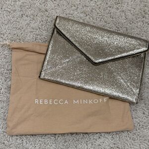 Rebecca Minkoff Metallic Silver Envelope Clutch